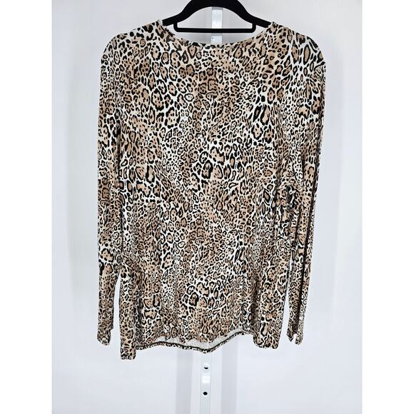 Chicos Womens Sz 2 (M) Long Sleeve Scoop neck Ultimate Tee Cheetah Print - Picture 3 of 3